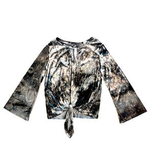 Hummingbird boutique crush velvet keyhole dressy blouse women’s top size LARGE